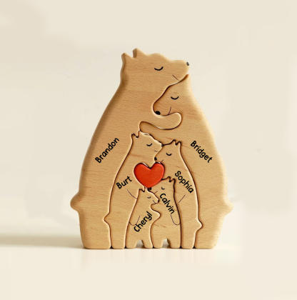 Personalised Wooden Bears Family Puzzle Custom 5 Names Gifts for Family-Jessemade AU