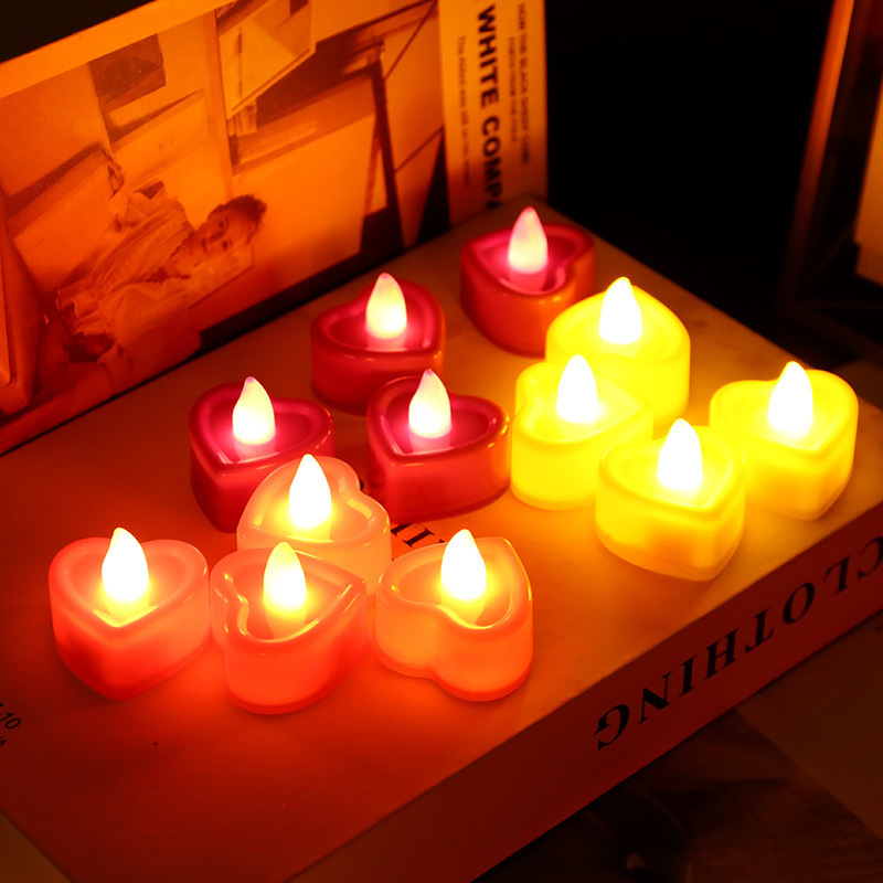 1 Piece Red Electronic Candle Heart-Shaped Night Light LED Romantic Decorations-Jessemade AU