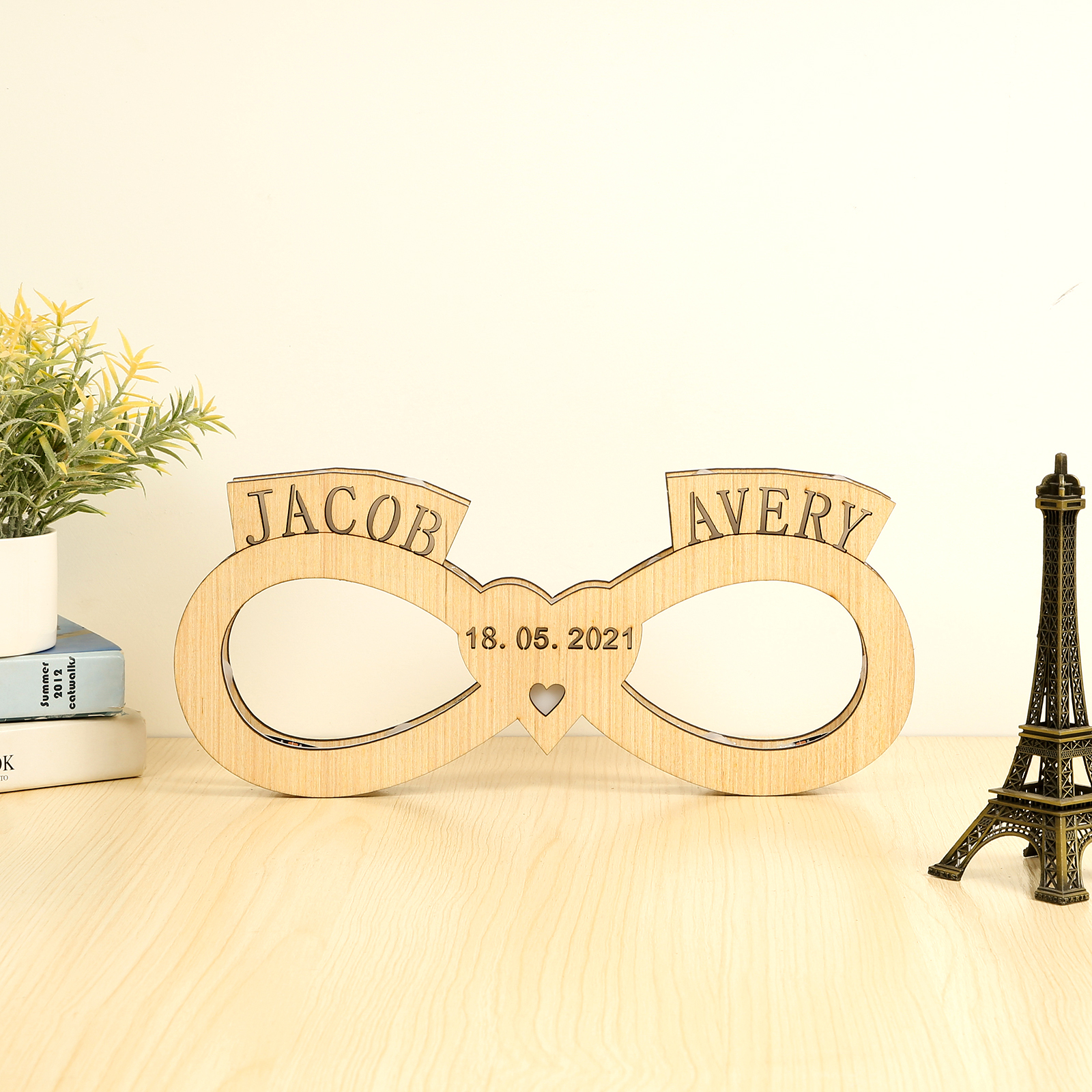 Custom Infinity Name Night Light Engraved Wood Lamp-Jessemade AU