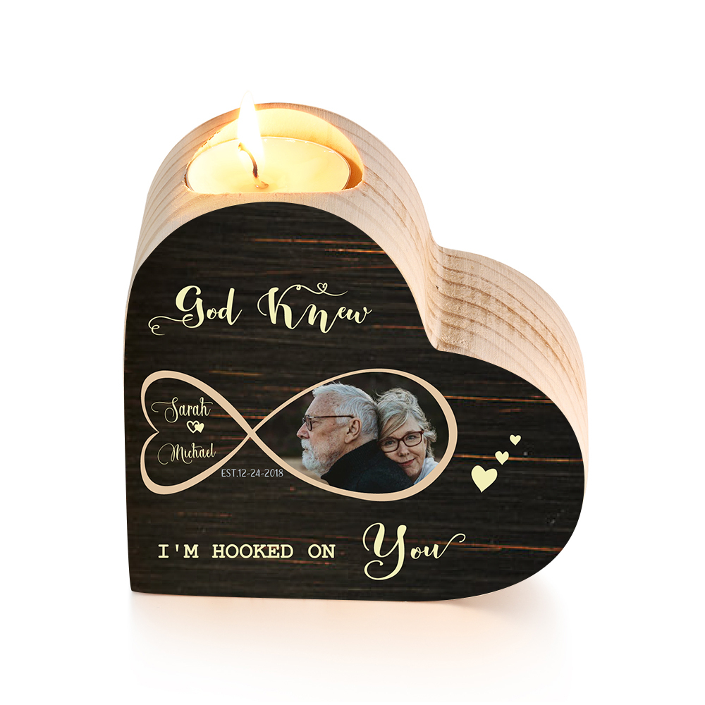 Customised Infinity Love Couple Heart Candle Holder Engrave Photo Candlesticks Valentines Gift-Jessemade AU