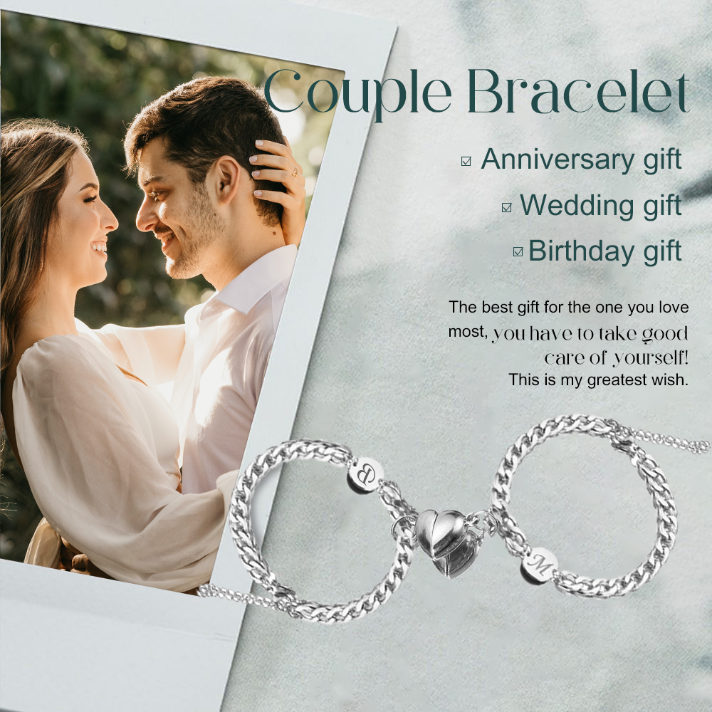 Couple Bracelets Set Customised 2 Letters Bracelet Stainless steel Adjustable Bracelet Valentine's Day Gift for Couples-Jessemade AU