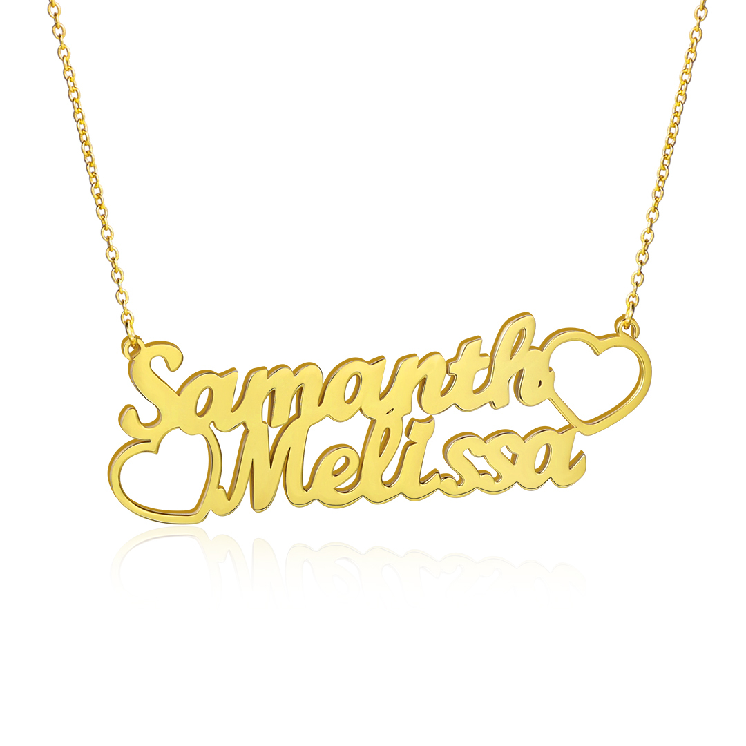 Personalised Heart Necklace Custom 2 Names Necklace Gift For Women-Jessemade AU
