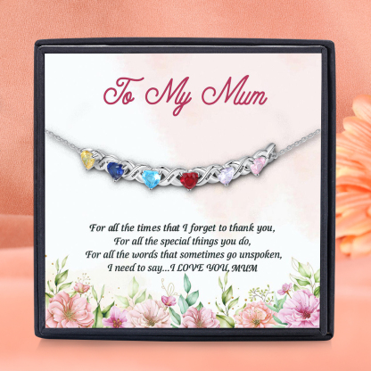 Personalised Bracelet With 6 Heart Birthstones Engraved Names Bracelet Gift For Women-Jessemade AU