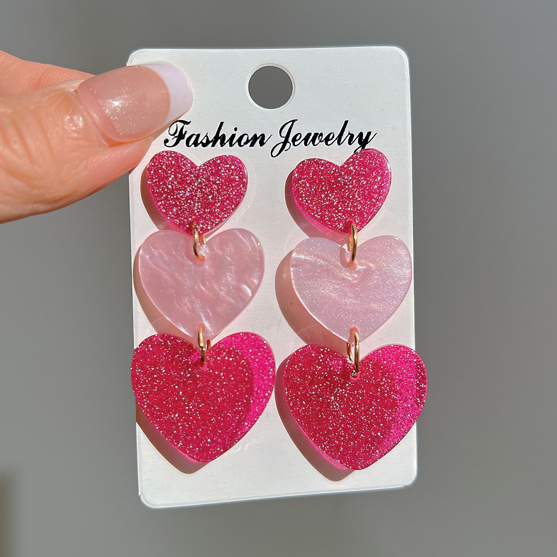 Women's Earrings Pink Heart Earrings Birthday Mother's Day Gifts for Her-Jessemade AU