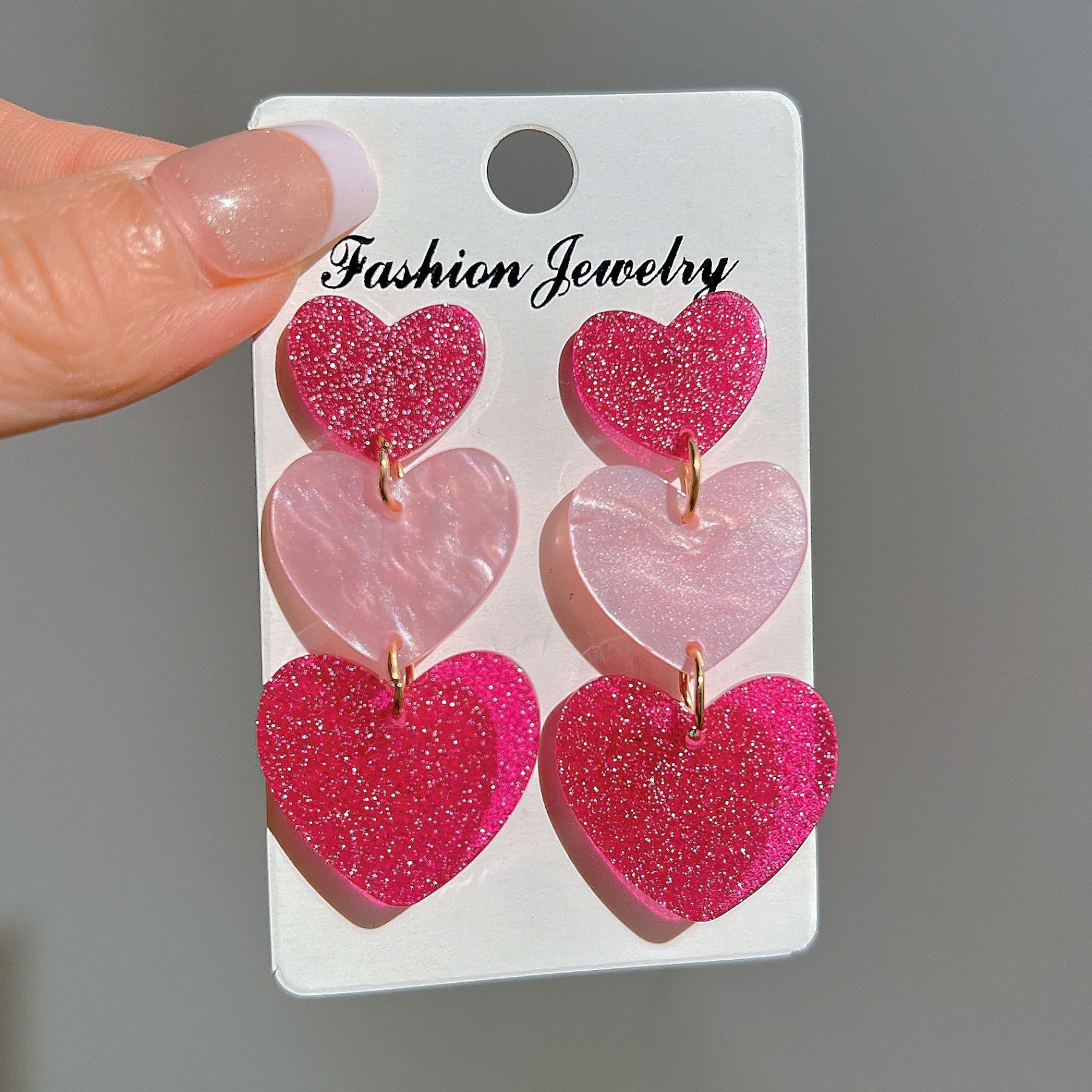 Women's Earrings Pink Heart Earrings Birthday Mother's Day Gifts for Her-Jessemade AU