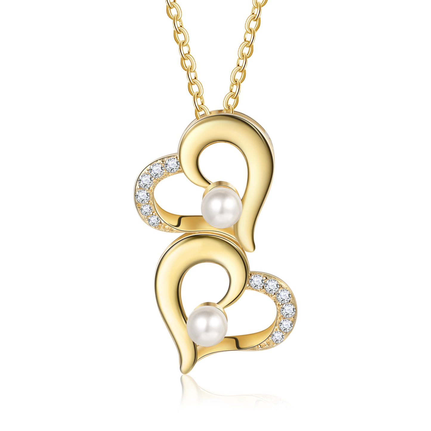 2 Names - Personalised Heart Shape Pendant Necklace Women's Customised Name Necklace Pearl Necklace Birthday Gift for Mother-Jessemade AU