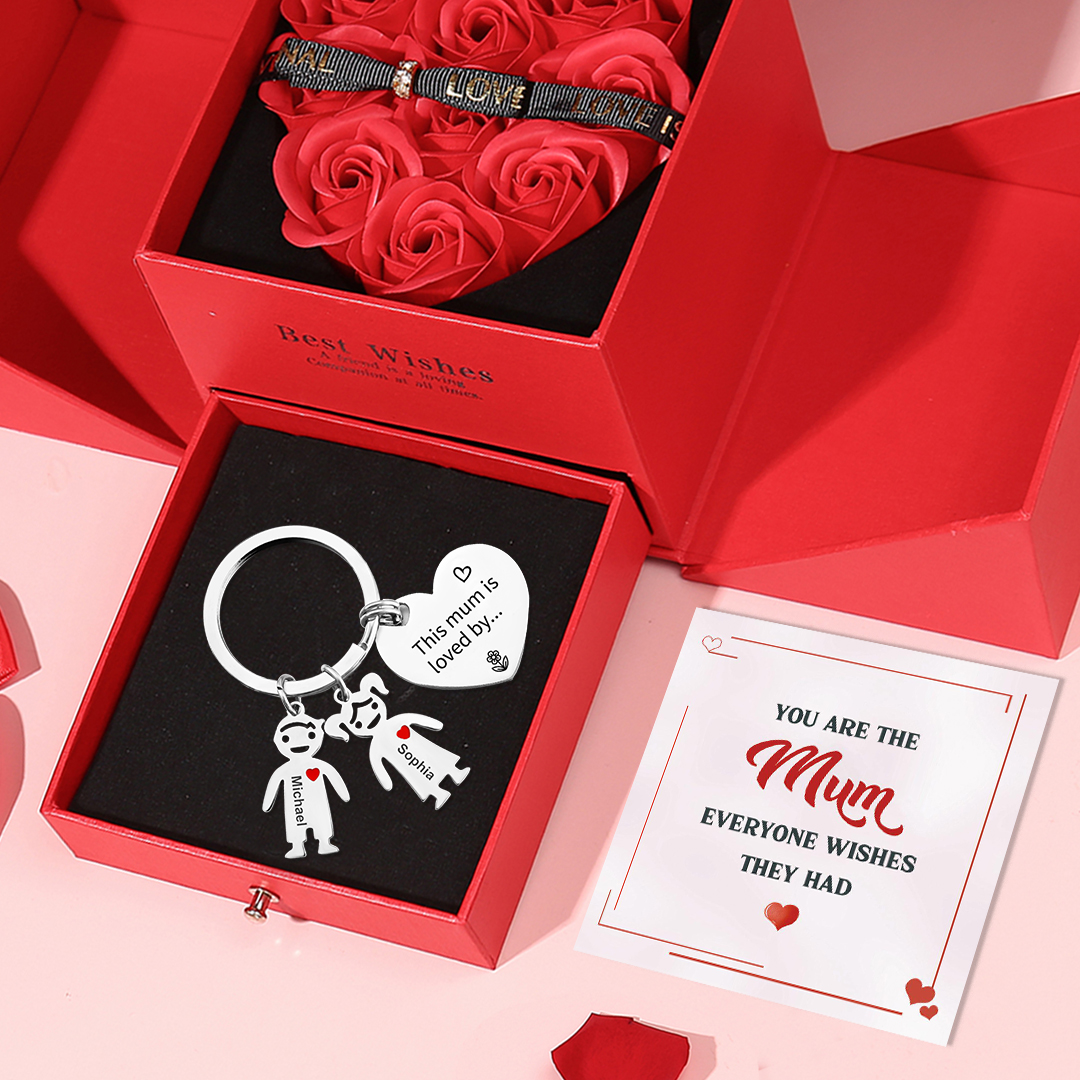 2 Names - Personalised Keychain with Kid Charm Engraved Names Keychain Mother's Day Gift for Mum-Jessemade AU