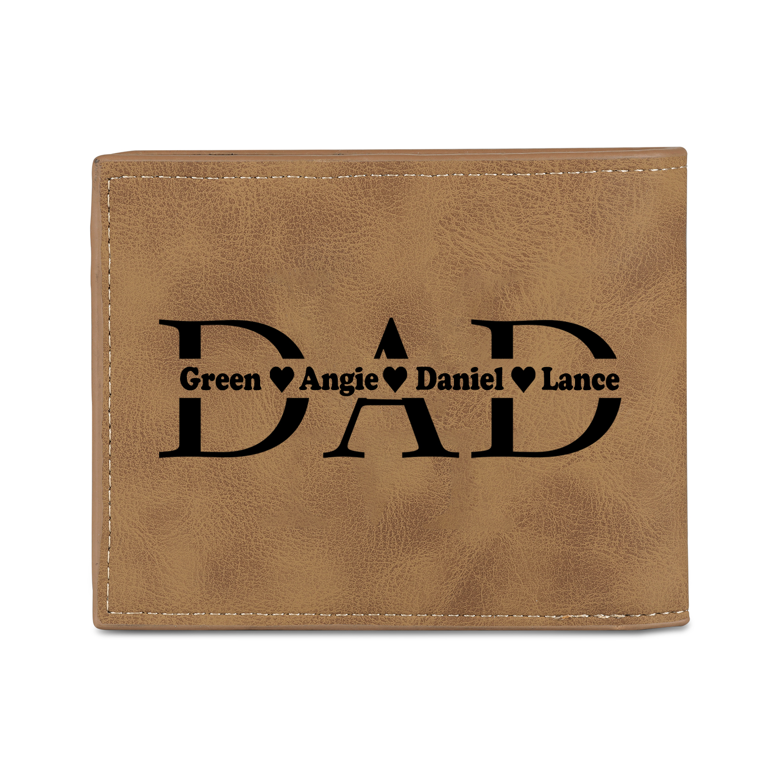 4 Names - Custom Photo & Text & Name Wallet Personalised Men's Leather Folding Wallet Gifts for Dad-Jessemade AU