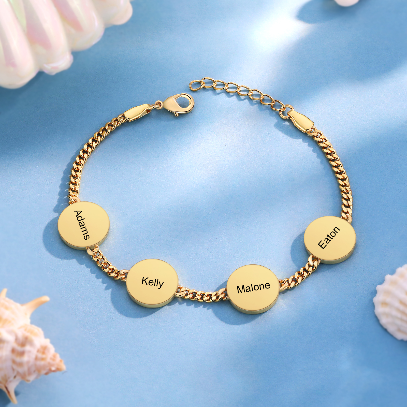 Personalised Women's Bracelet Customised 2-5 Names & Birthstones Bracelet Ocean Element Gift for Her-Jessemade AU