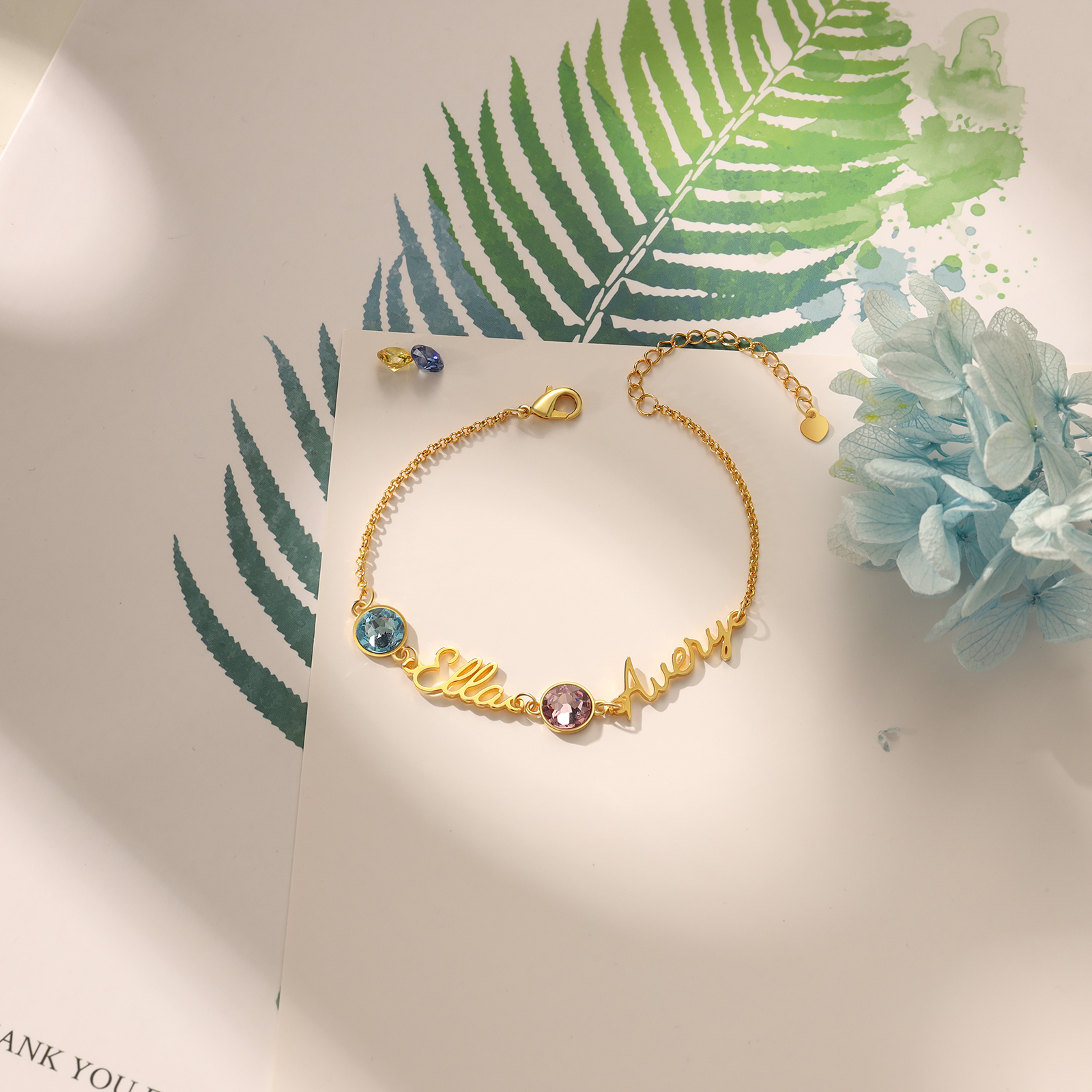 Personalised Bracelet With Birthstone Custom 2 Names Bracelet Gift For Women-Jessemade AU