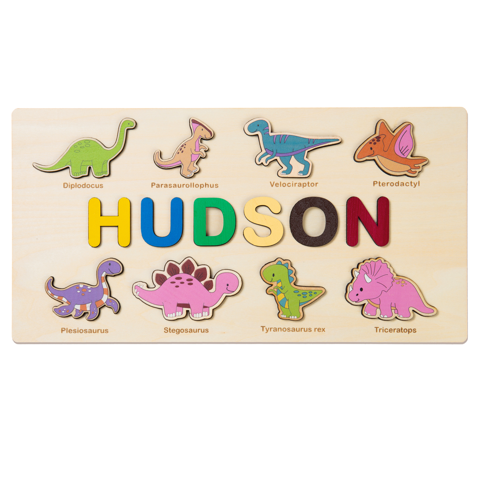 Personalised Wooden Dinosaur Name Puzzle Educational Gifts for Toddlers-Jessemade AU