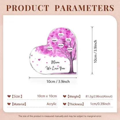6 Names - Personalised Acrylic Heart Keepsake Custom Text Purple Tree Ornaments Gifts for Grandma/Mother-Jessemade AU