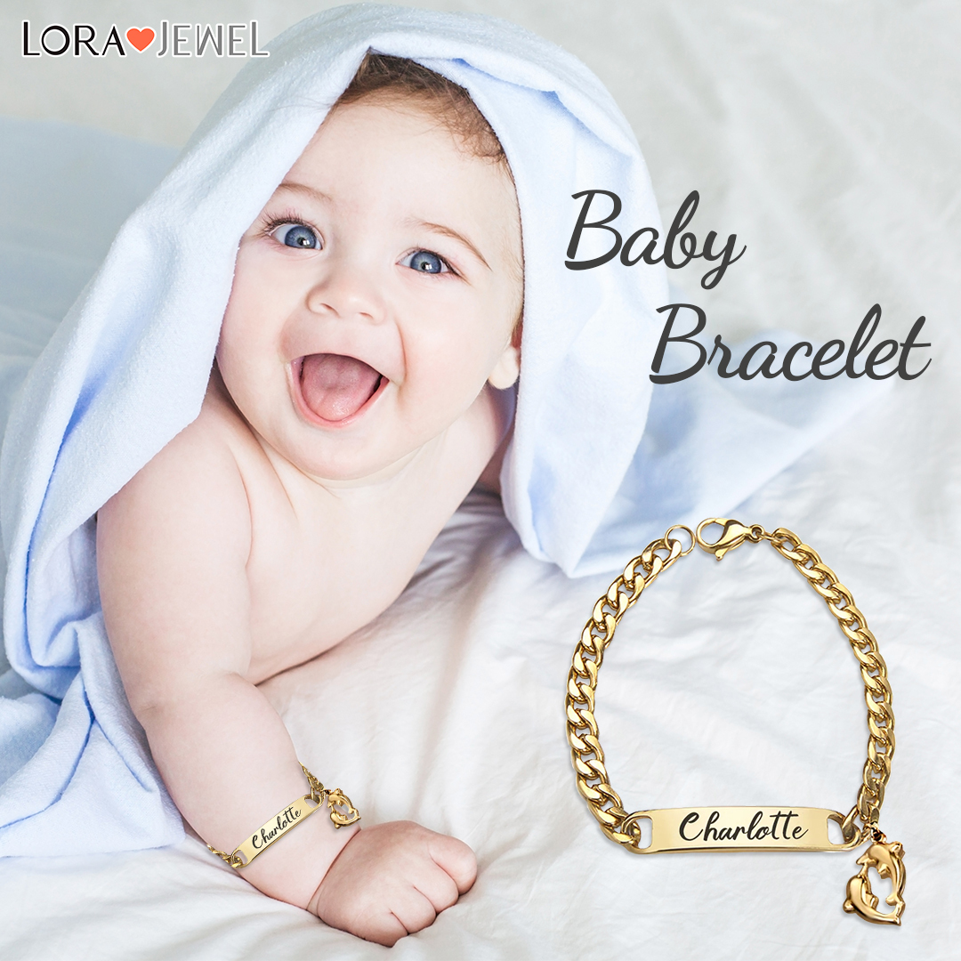 Baby Name Bracelet Personalised 1 Name Bracelet Dolphin Customised Bracelet Child Gift-Jessemade AU