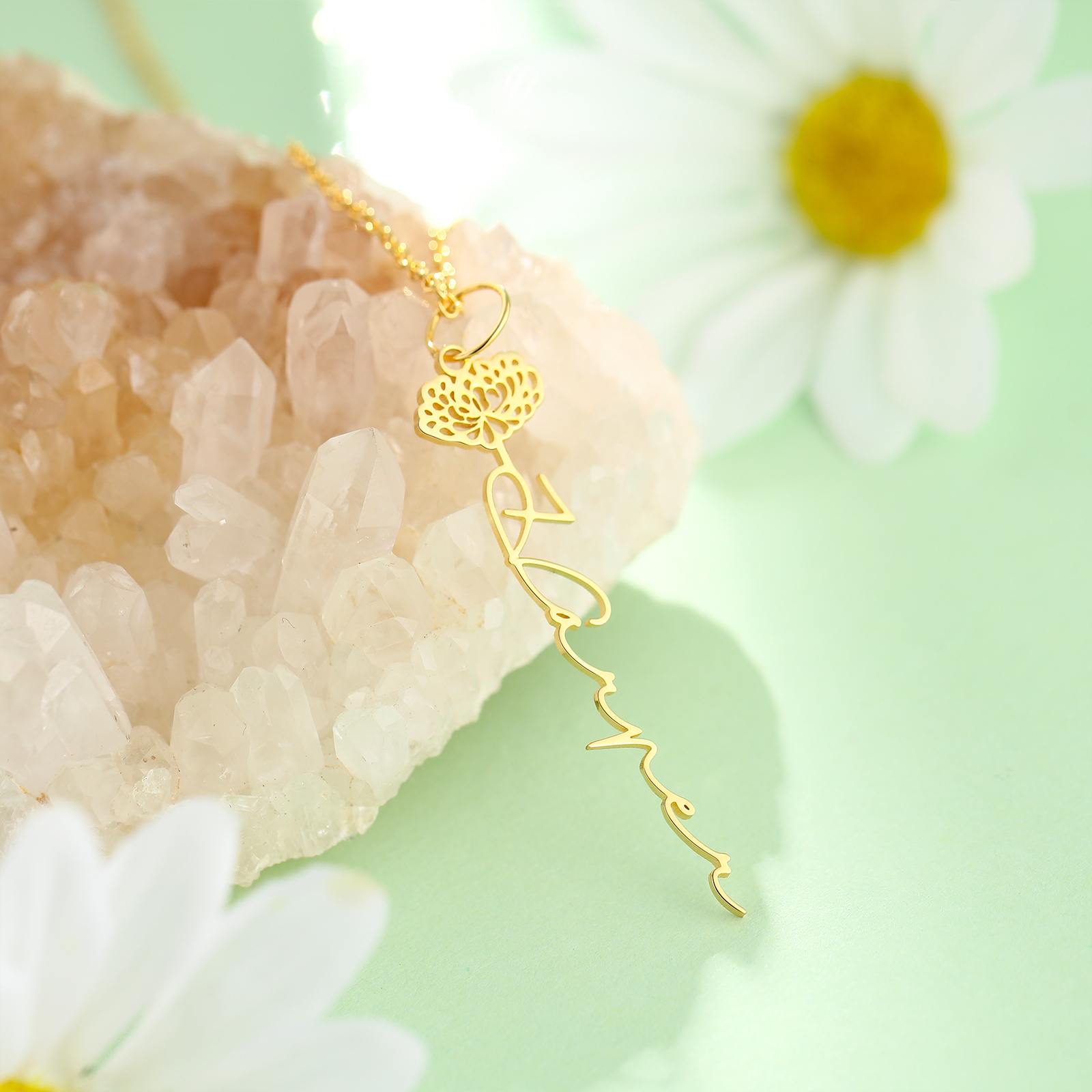 Personalised Birth Flower Name Necklace Classic Name Necklace for Her-Jessemade AU