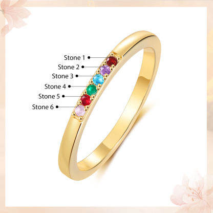 Personalised Women's Ring Custom 6 Birthstones Ring Birthday Gift for Her-Jessemade AU