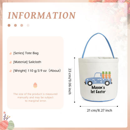 Easter Bunny Tote Bag Personalised Text Bucket Bag White Basket Gifts For Kids-Jessemade AU