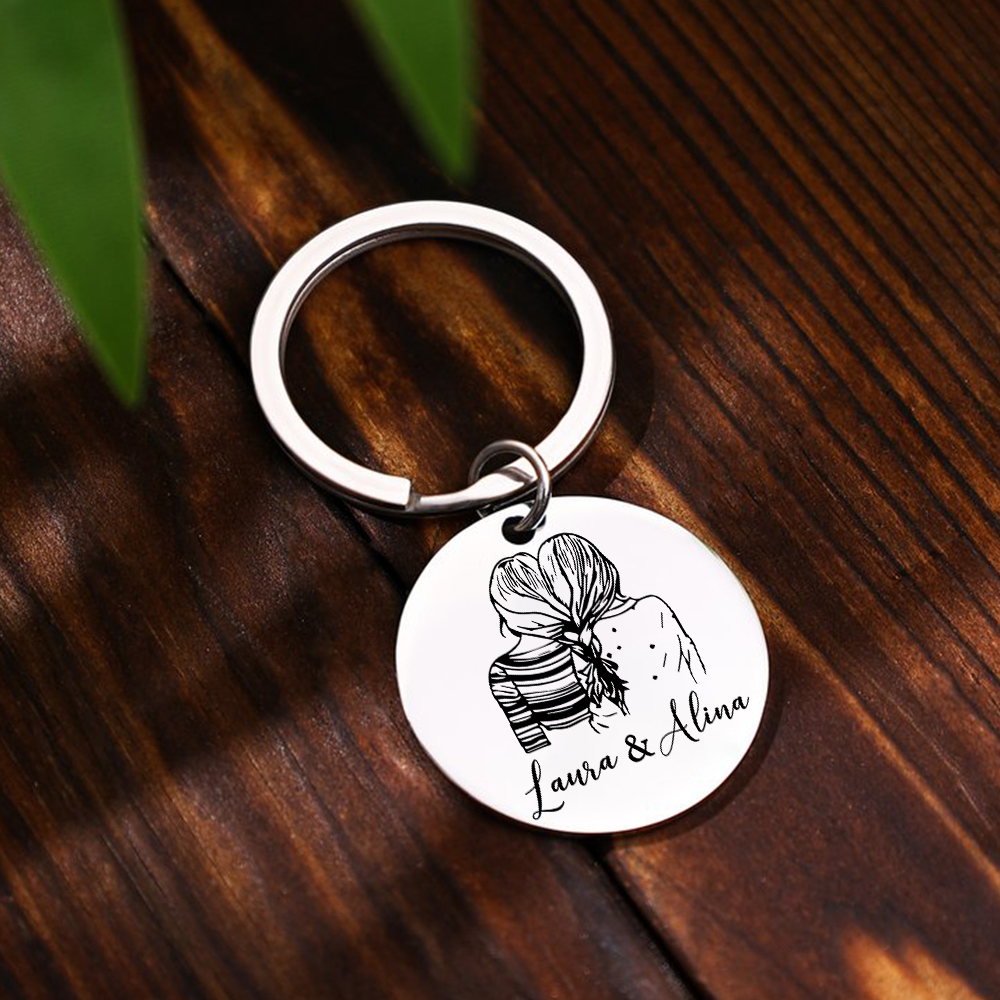 To My Sister Circle Keyring Custom 2 Names Metal Keychain Personalised Gift For Besties/Friends-Jessemade AU