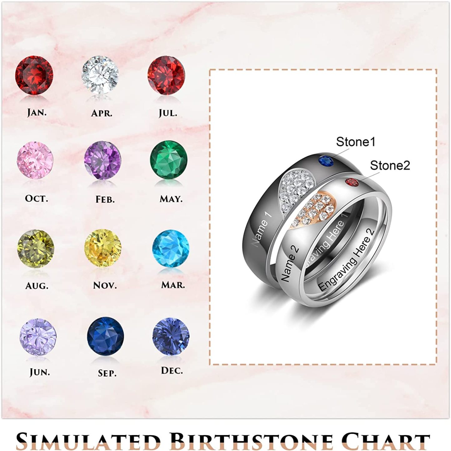Customised Couple Ring Engrave Love Message Matching Rings Gift for Couple Friends BBF-Jessemade AU