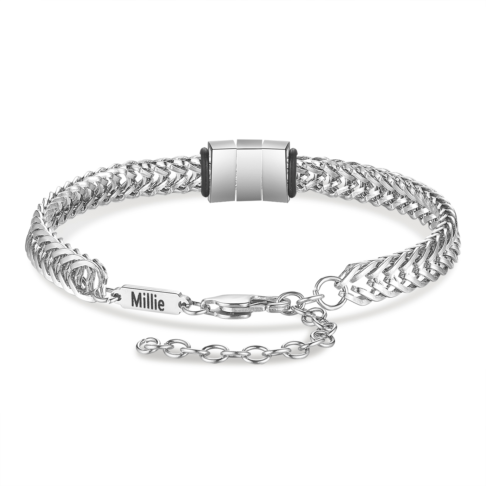 Personalised Men's Beaded Bracelet Custom 4 Names Adjustable Bracelets Stainless Steel Gifts for Him-Jessemade AU