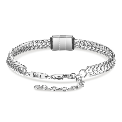 Personalised Men's Beaded Bracelet Custom 4 Names Adjustable Bracelets Stainless Steel Gifts for Him-Jessemade AU