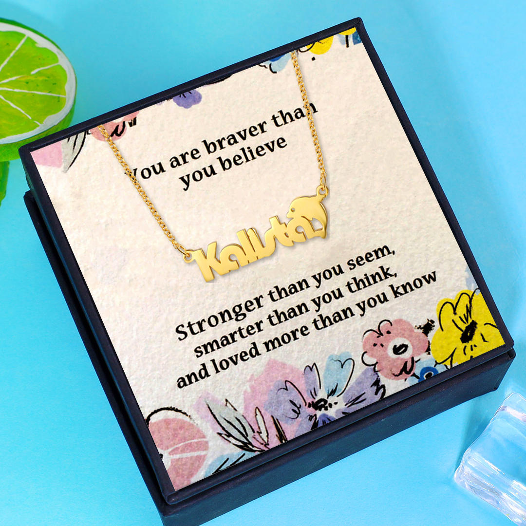 Personalised Kid's Name Necklace Custom Name Dolphin Necklace-Jessemade AU