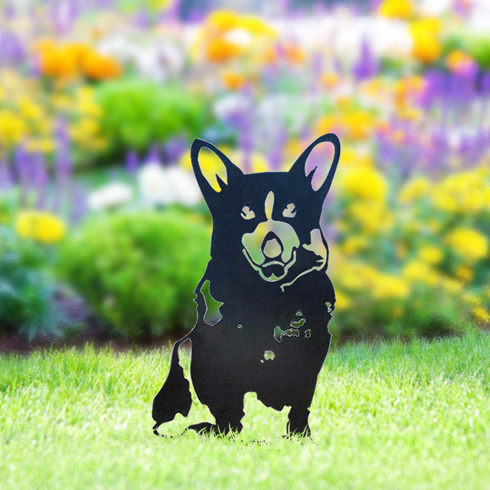 Corgi Metal Dog Silhouette Garden Yard Decoration-Jessemade AU