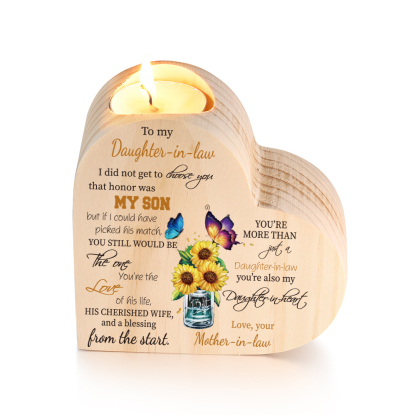 To My Daughter-in-law Wooden Heart Candle Holder "You’re also my daughter-in-heart" Gifts For Daughter-Jessemade AU