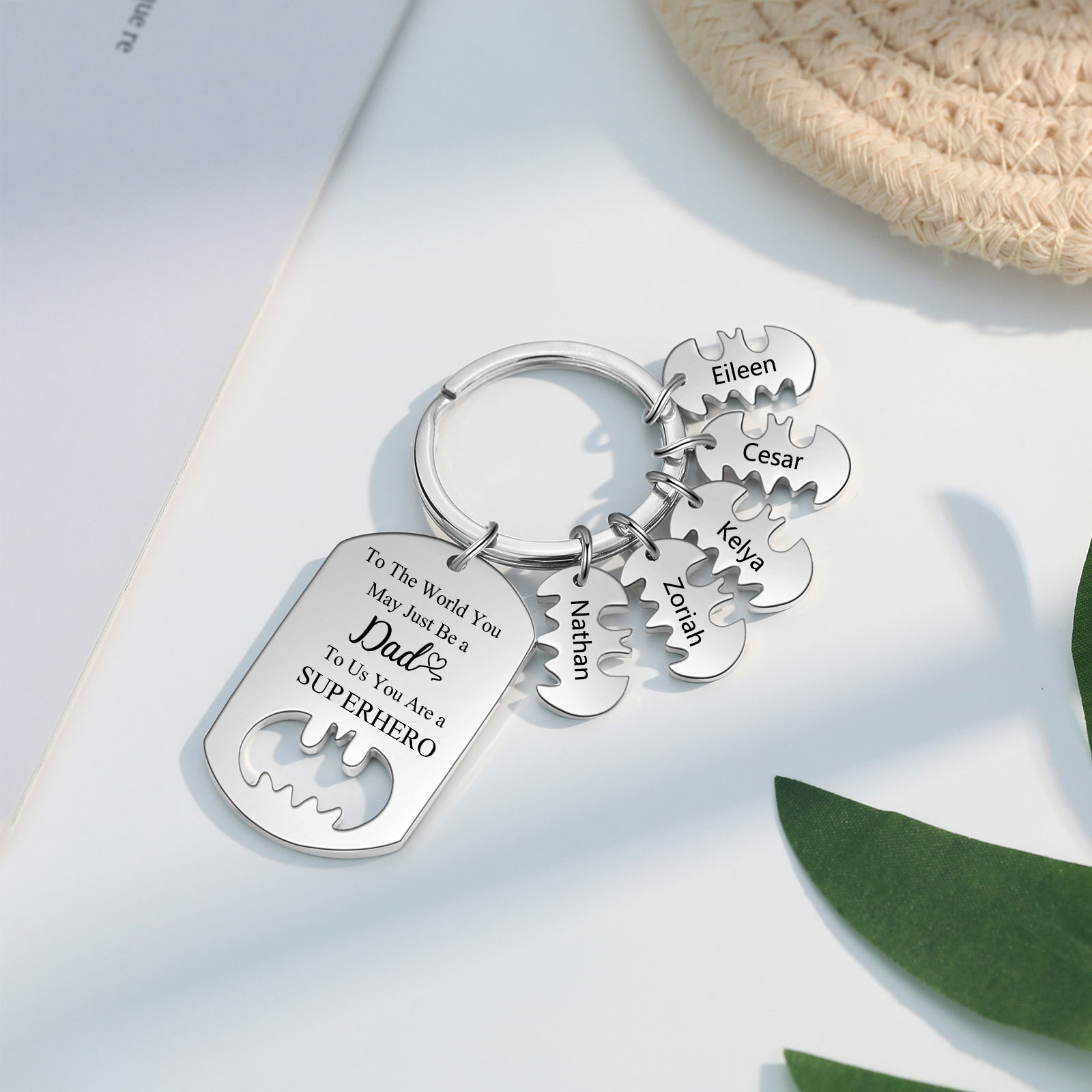You Are A Superhero Keychain Personalised 5 Names Bat Keychain Engraved Gift for Dad/Grandpa/Grandad/Mom/Mum-Jessemade AU