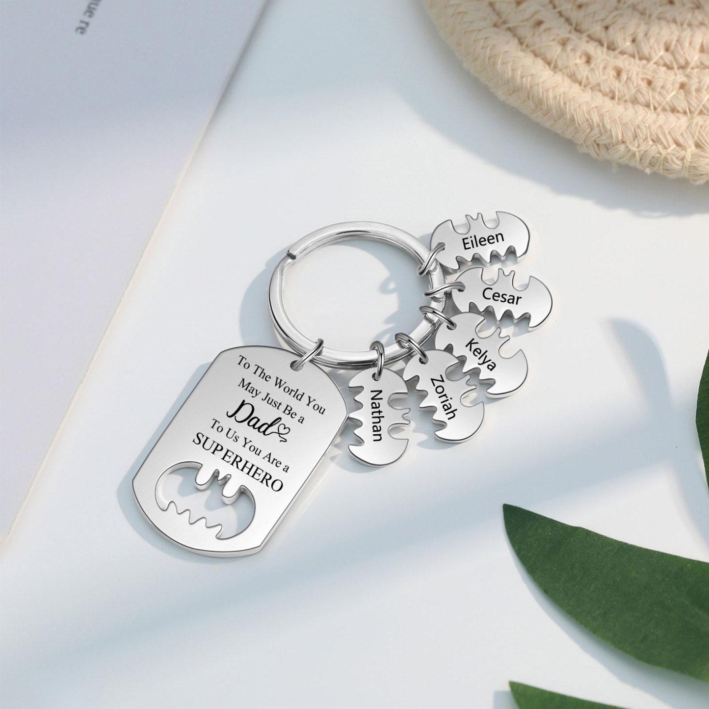 You Are A Superhero Keychain Personalised 5 Names Bat Keychain Engraved Gift for Dad/Grandpa/Grandad/Mom/Mum-Jessemade AU