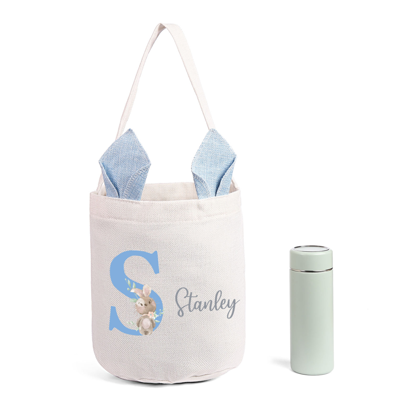 Personalised Bunny Tote Bag Custom Name & Letter Bunny Bucket Bag Easter Gifts for Kids-Jessemade AU