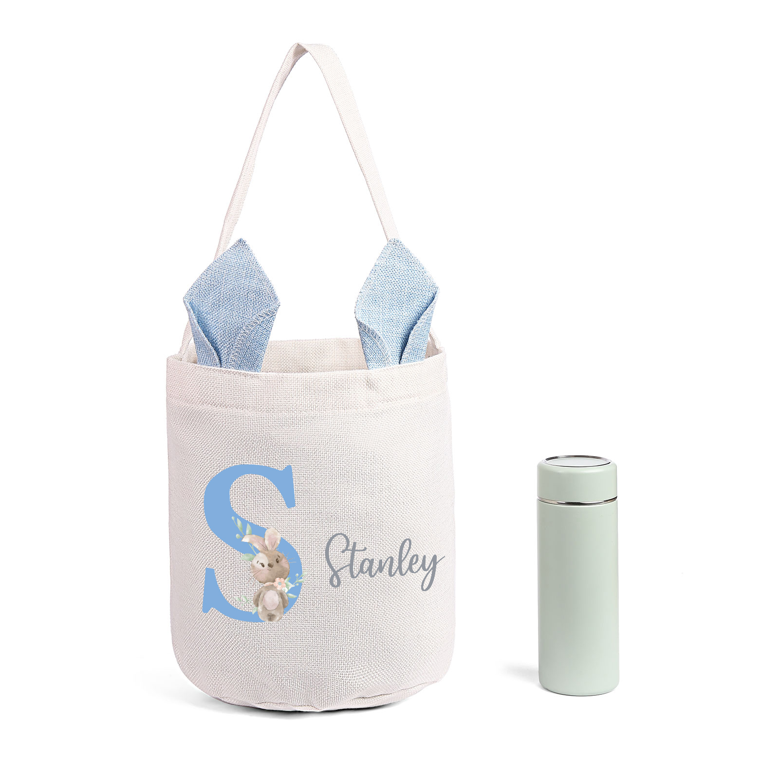 Personalised Bunny Tote Bag Custom Name & Letter Bunny Bucket Bag Easter Gifts for Kids-Jessemade AU