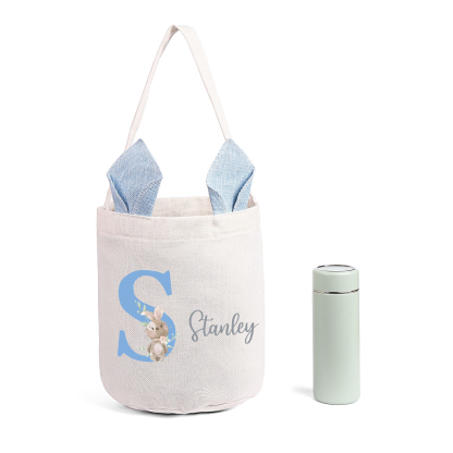 Personalised Bunny Tote Bag Custom Name & Letter Bunny Bucket Bag Easter Gifts for Kids-Jessemade AU