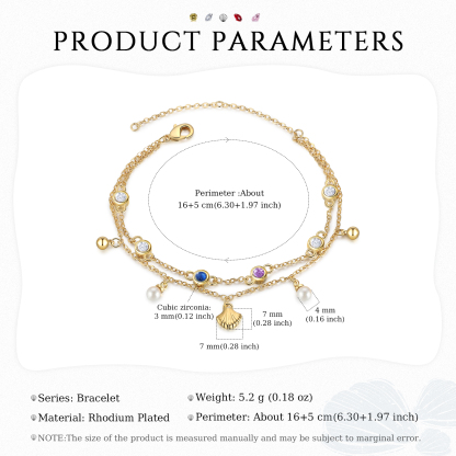 Personalised Women's Bracelet Custom 2 Birthstones Bracelet Gold Adjustable Bracelet Birthday Gift for Her-Jessemade AU