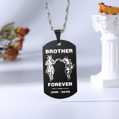Brother Forever Dog Tag Necklace Personalised Black Double-sided Necklace Customised 2 Names Samurai Necklace Gift to Brother-Jessemade AU