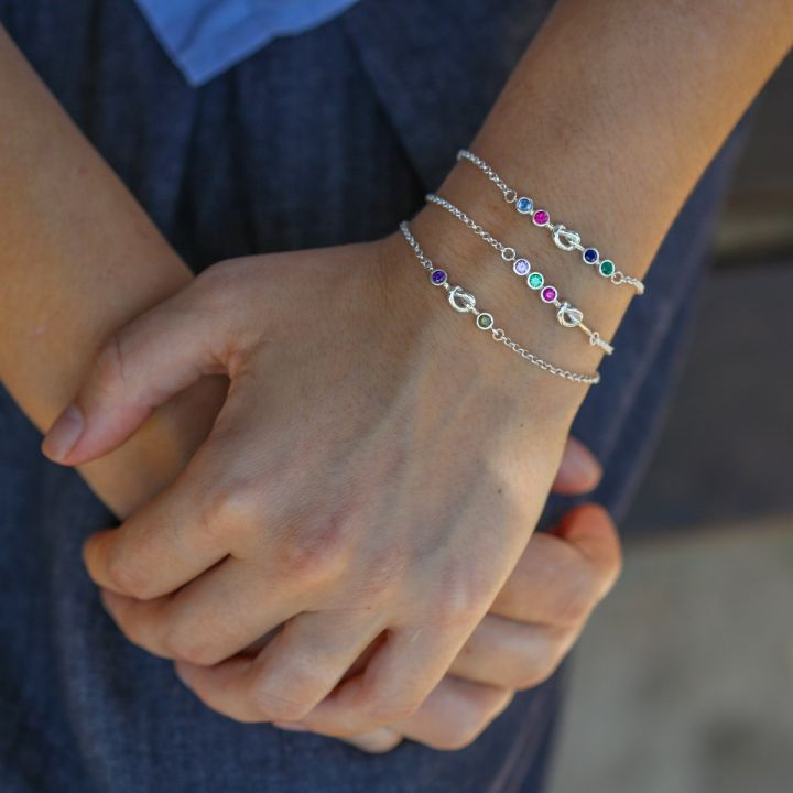 Personalised Heart Bracelet With 4 Birthstones Bracelet Gift For Women-Jessemade AU