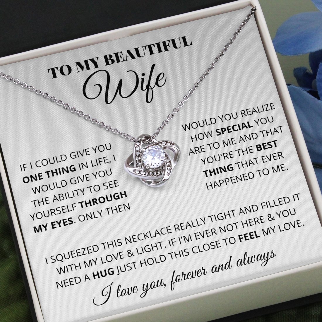 To My Beautiful Wife Love Knot Necklace Gift Set for Her-Jessemade AU
