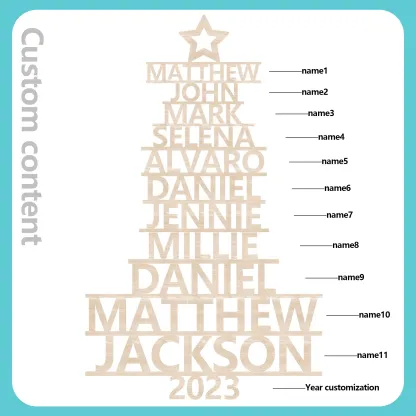11 Names - Personalised Christmas Tree Ornaments Customised Name Xmas Wooden Decor Gifts for Family Friends-Jessemade AU