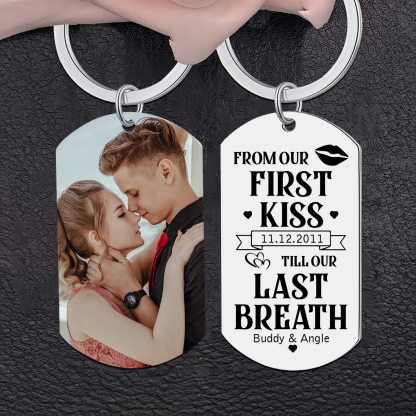 Personalised Couple Photo Keychain Customised 2 Names & Date Keyring Valentine's Day Gifts - From Our First Kiss Till Our Last Breath-Jessemade AU