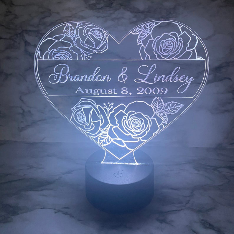 Personalised 7 Colours Changing Night Light Custom Name LED Lamp Gifts For Couple-Jessemade AU