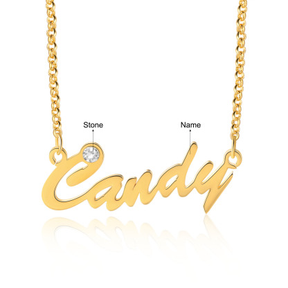 Personalised Necklace With Birthstone Custom 1 Name Necklace Gift For Women-Jessemade AU