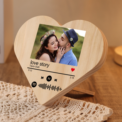 Personalised Wooden Spotify Code Heart Keepsake Desktop Ornament-Jessemade AU