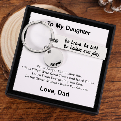 Be Brave Keychain Personalised Name Inspirational Gift "Be Brave. Be Bold. Be Badass Everyday"-Jessemade AU