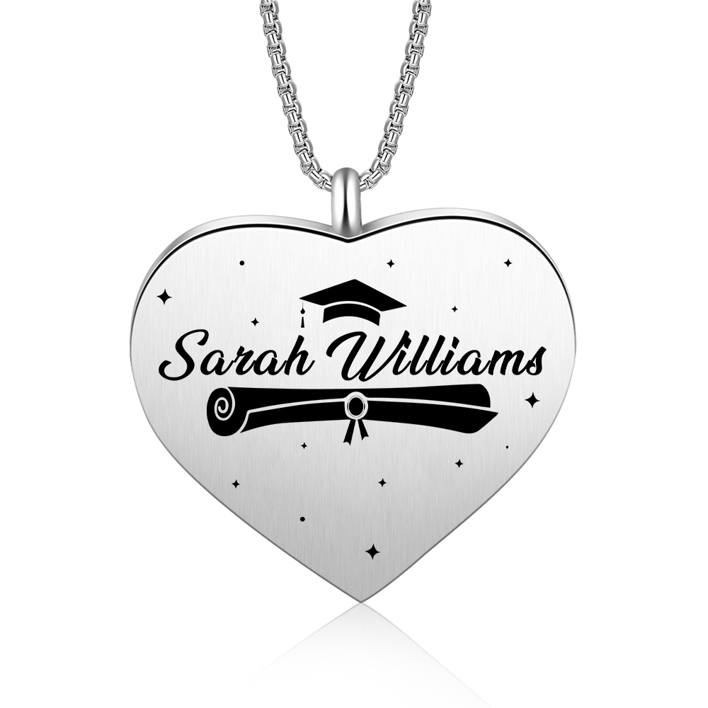 Personalised Graduation Necklace Custom Name & Photo Heart Pendant Necklace Gift for Her-Jessemade AU
