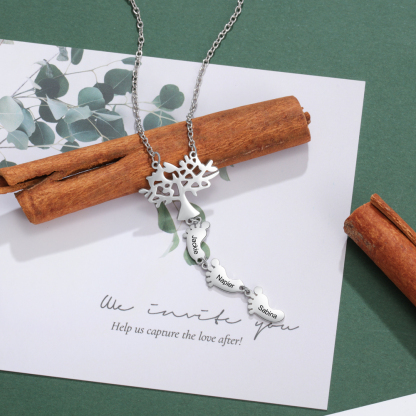 Mother's Day Gifts Personalised Family Tree Baby Feet Mother Necklace Engraved 3 Names Necklace Gifts For Mom-Jessemade AU