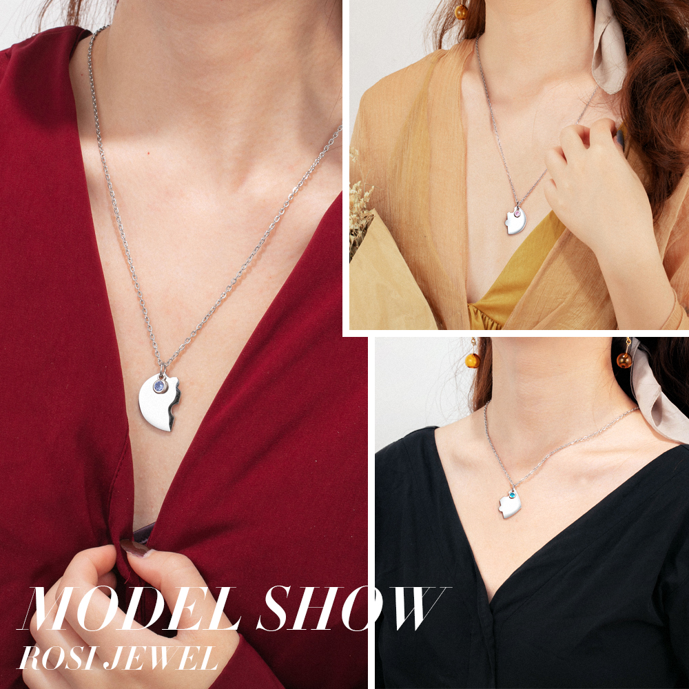 Personalised Puzzle Necklace With Birthstone Custom 3 Names Gifts For Mom BBF Friendship Style-Jessemade AU