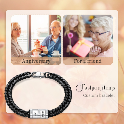 Personalised Cuban Chain Bracelet Customised Name Bracelet with 2 Beads-Jessemade AU