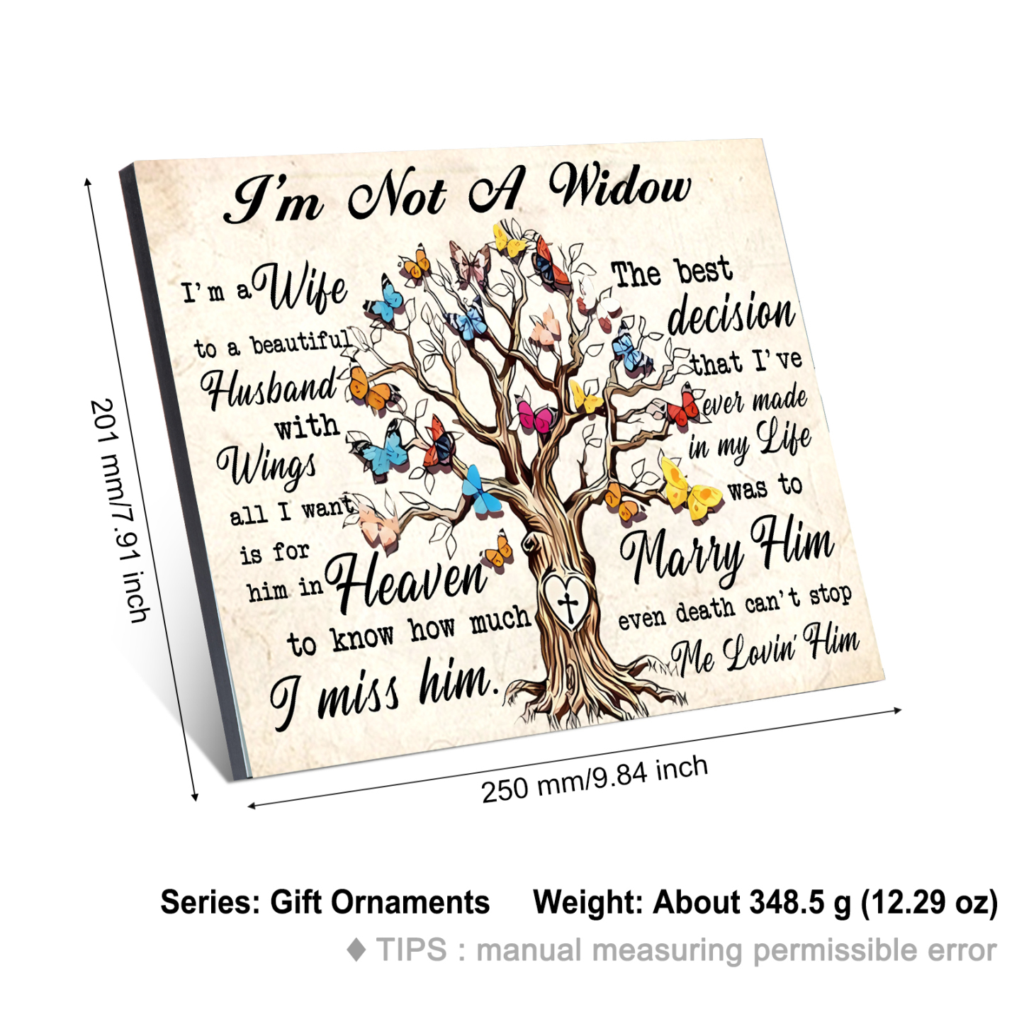 Memorial Wooden Plaque Art Decorations Picture Board Butterfly Desktop Ornaments - I'm Not A Widow-Jessemade AU