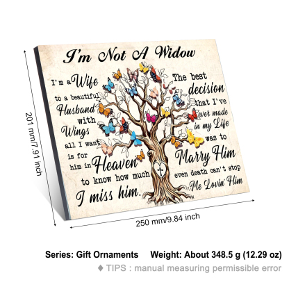 Memorial Wooden Plaque Art Decorations Picture Board Butterfly Desktop Ornaments - I'm Not A Widow-Jessemade AU