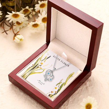 Personalised March Birthflower Necklace With Birthstones Custom 1 Name Necklace For Her-Jessemade AU