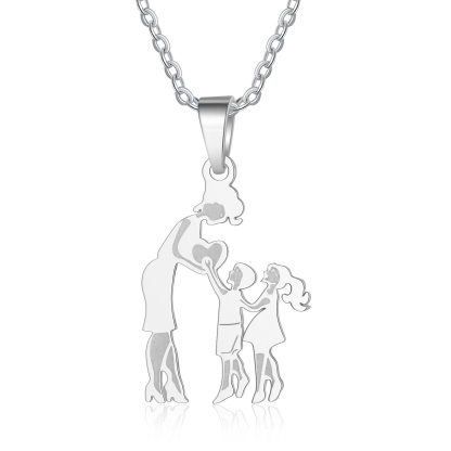 Women Necklace Mother & Son & Daughter Pendant Necklace Stainless Steel Mother's Day Gifts for Mum-Jessemade AU